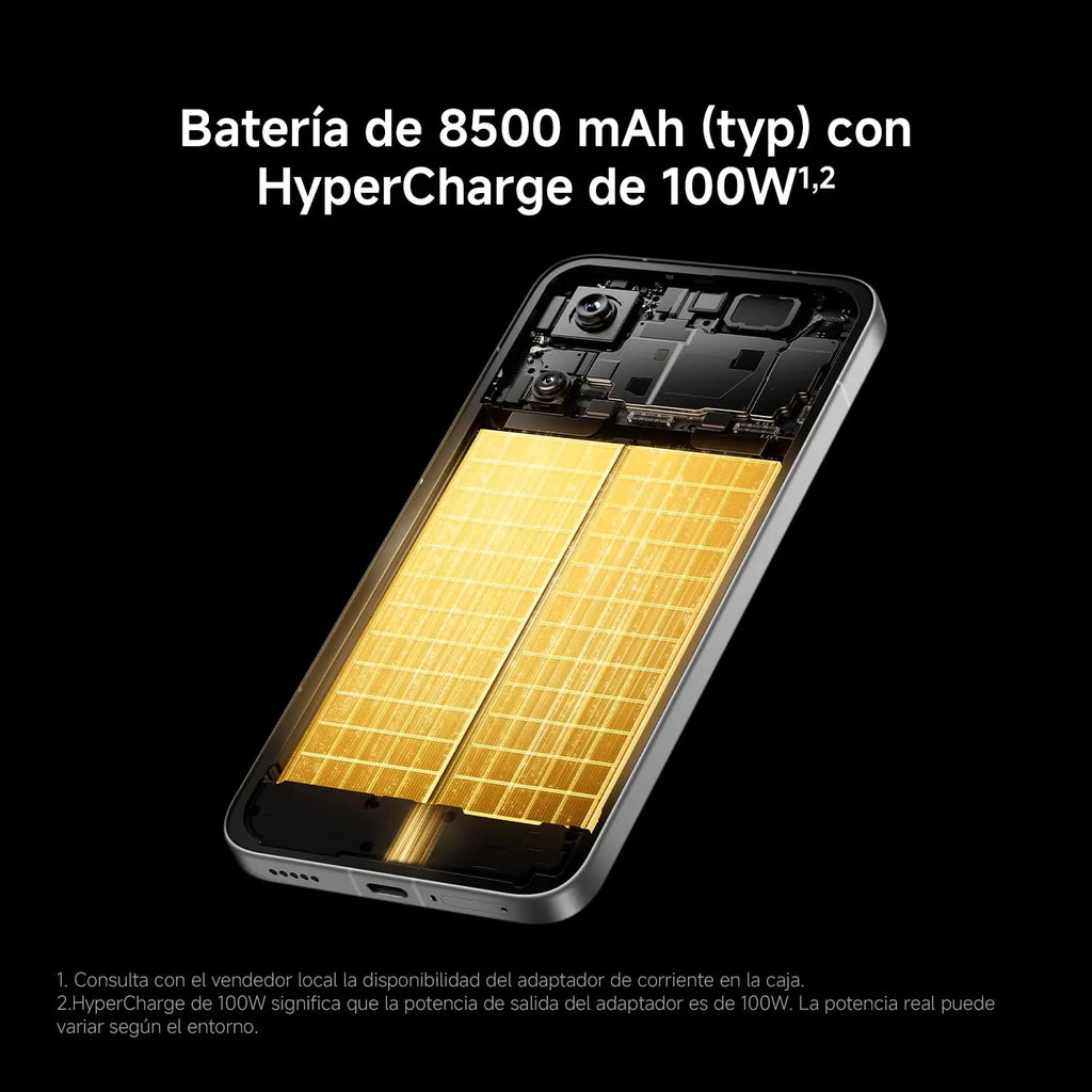 Smartphone Xiaomi Poco X8 Pro Max: versiones de 12 GB/256 GB y 12 GB/512 GB, procesador Dimensity 9500s, batería de 8500 mAh, sensor Light Fusion 600 de 50 MP con OIS, cargador no incluido (versión española).