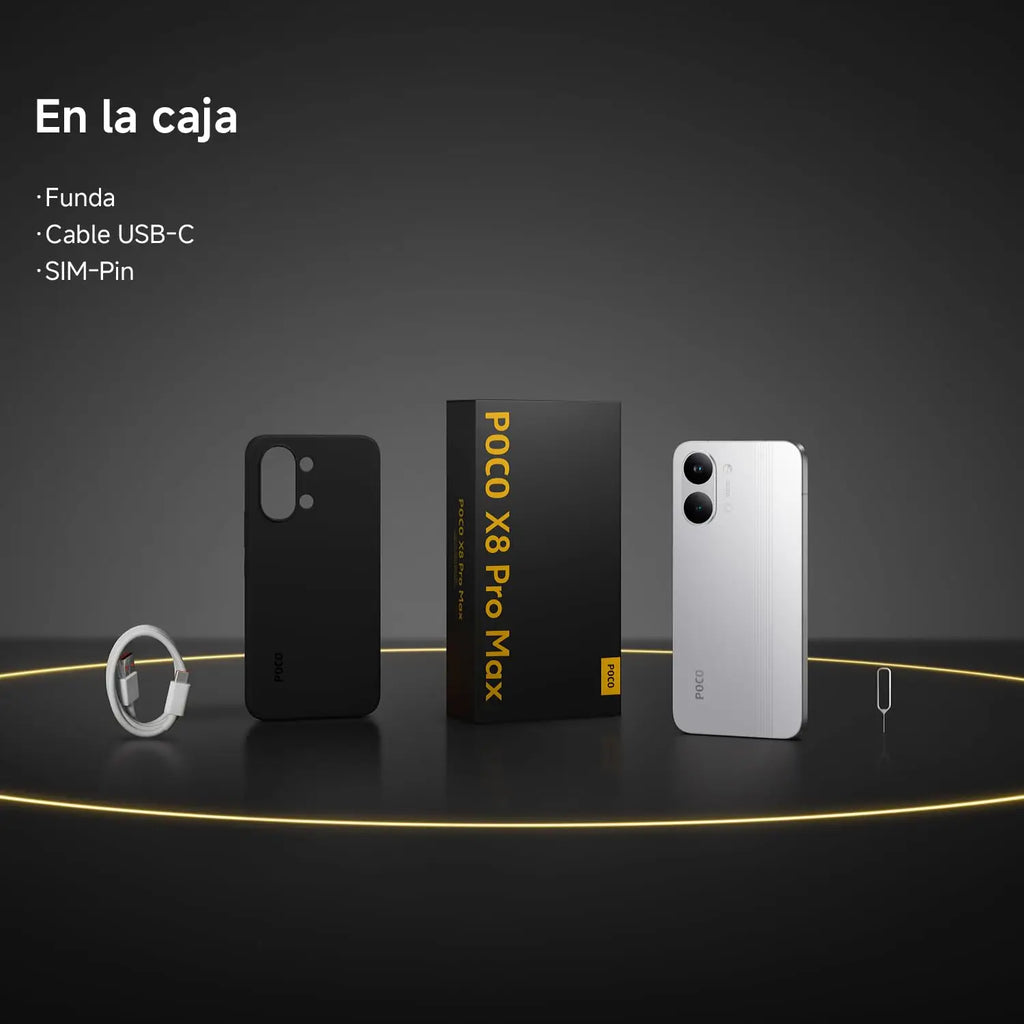 Smartphone Xiaomi Poco X8 Pro Max: versiones de 12 GB/256 GB y 12 GB/512 GB, procesador Dimensity 9500s, batería de 8500 mAh, sensor Light Fusion 600 de 50 MP con OIS, cargador no incluido (versión española).