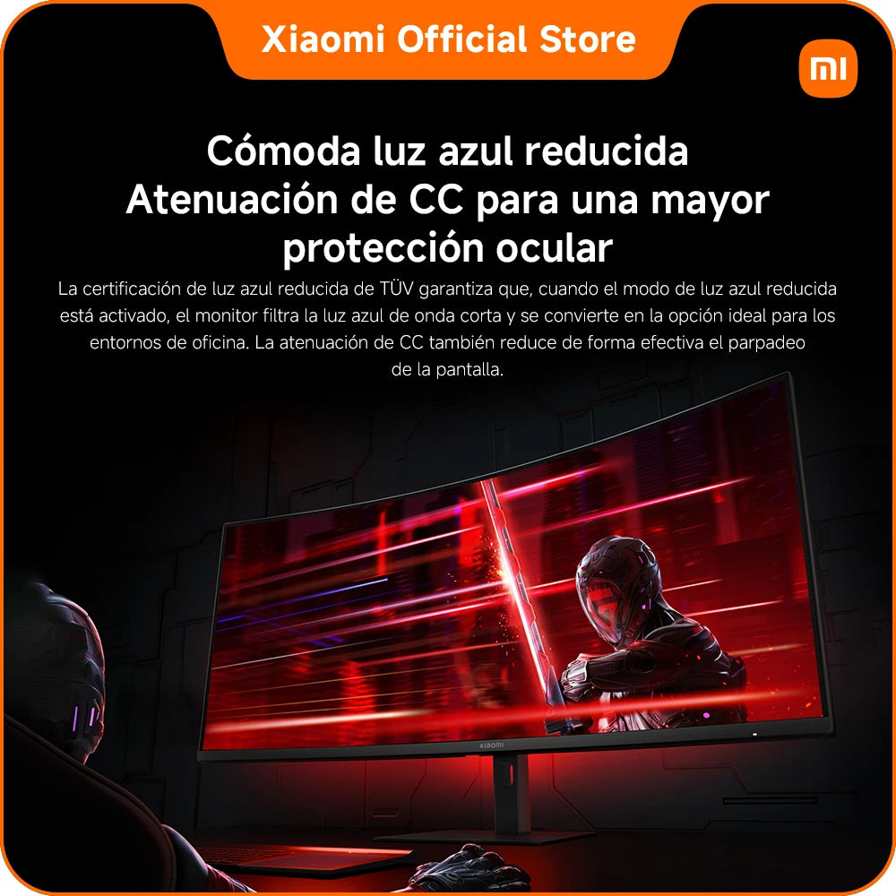 Monitor gaming curvo Xiaomi G34Wqi, alta tasa de refresco de 180 Hz, pantalla ultraancha WQHD, 95% DCI-P3, 100% sRGB