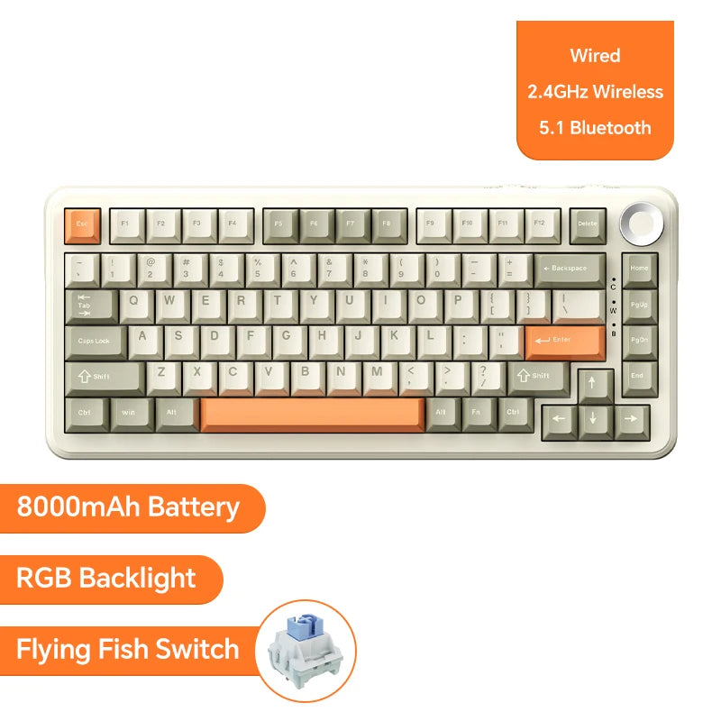 Teclado mecánico inalámbrico AJAZZ AK820/Pro Bluetooth 5.1 2.4G USB-C con cable intercambiable en caliente RGB para juegos con junta con