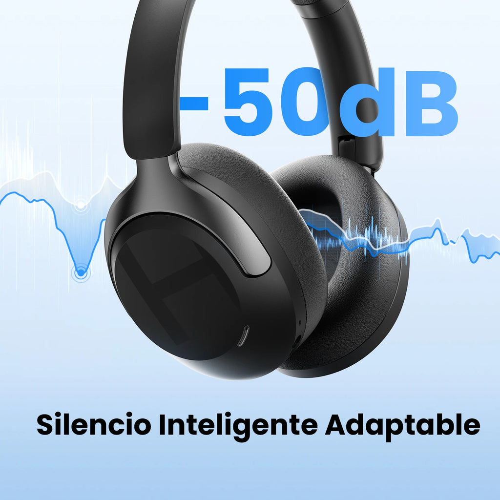 Auriculares inalámbricos HAYLOU S40 con cancelación de ruido ANC de 50 dB, audio espacial 3D de alta resolución (Hi-Res), tecnología LDAC, Bluetooth 6.0 y diseño circumaural (over-ear).