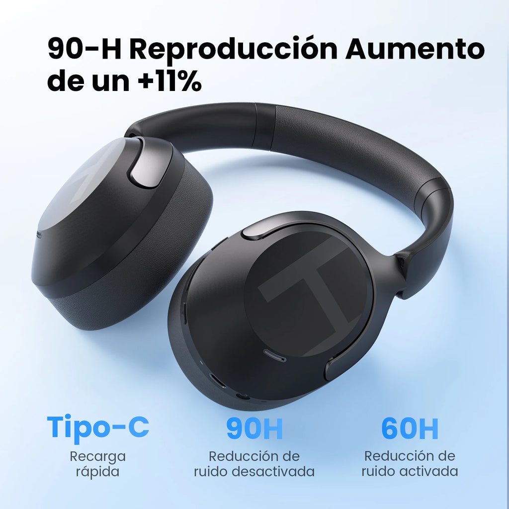 Auriculares inalámbricos HAYLOU S40 con cancelación de ruido ANC de 50 dB, audio espacial 3D de alta resolución (Hi-Res), tecnología LDAC, Bluetooth 6.0 y diseño circumaural (over-ear).