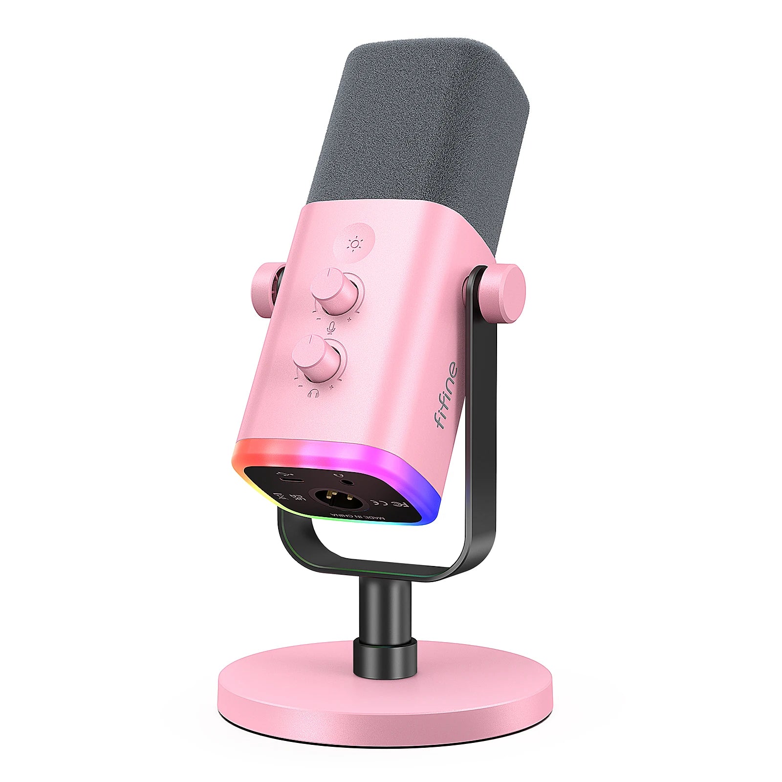 FIFINE USB/XLR Dynamic Microphone with RGB Control, Headphone Jack and Mute Function, PC Gaming, Recording and Streaming Microphone AmpliGame-AM8