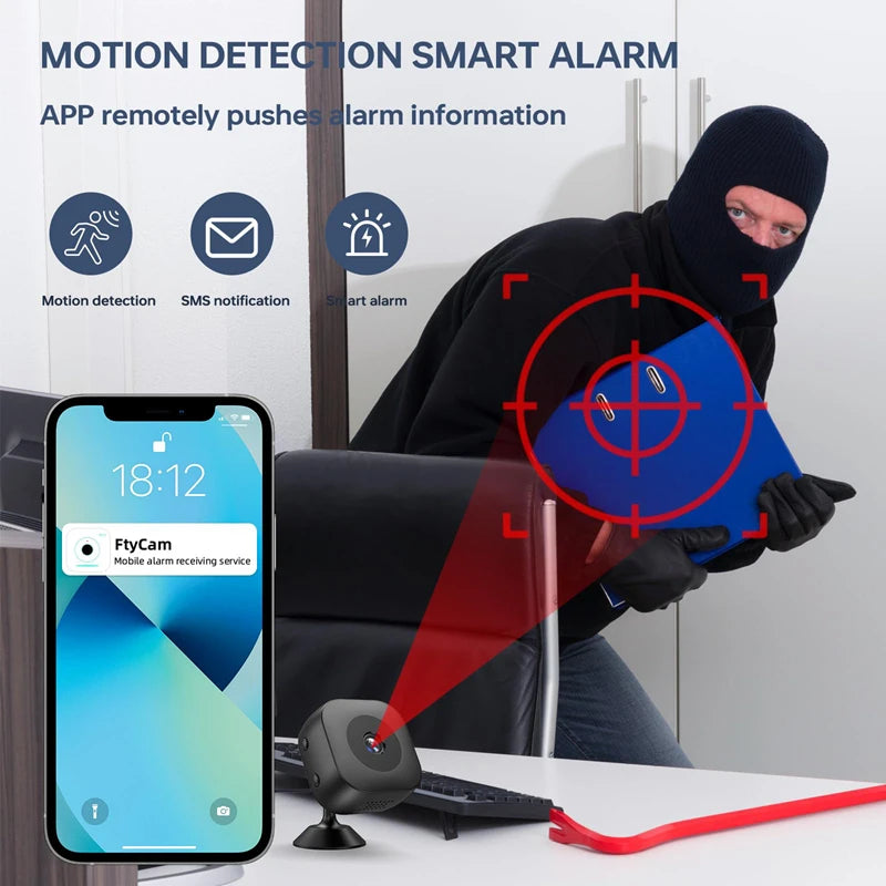Minicámara inteligente 4K con visión nocturna a todo color, alta definición y WiFi; resistente al agua, con detección de movimiento y monitoreo de seguridad para el hogar.
