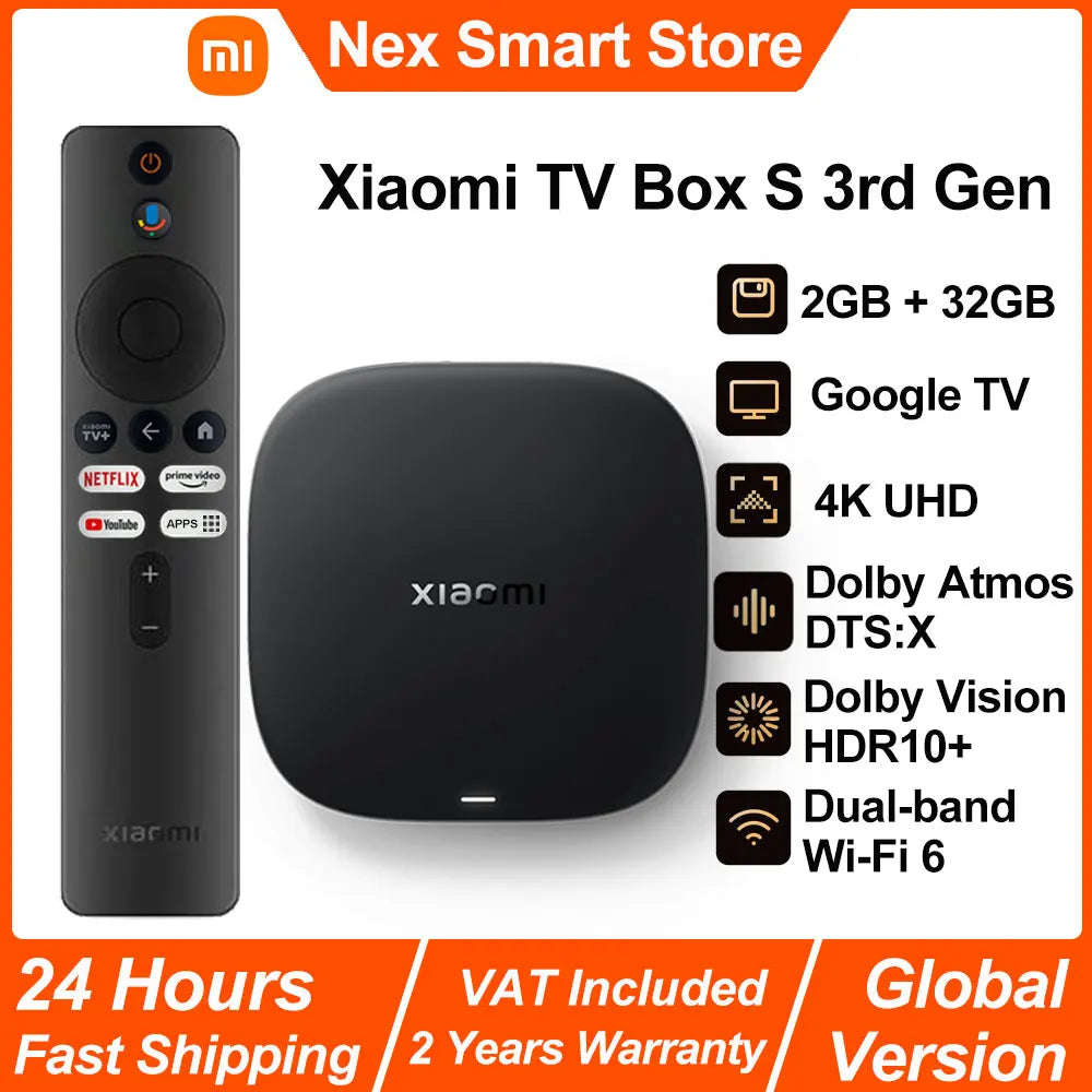 Nuevo Xiaomi TV Box S 3.ª generación, reproductor multimedia 4K UHD Smart Android TV Box, Dolby Vision HDR10+ Google Assistant Google TV Set-Top Box