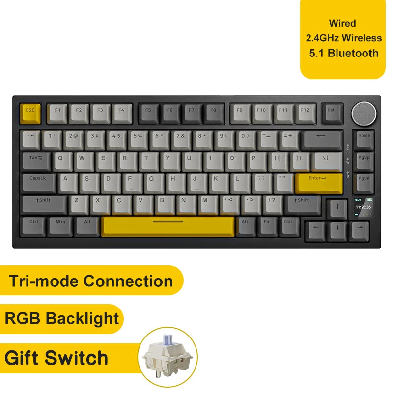 Teclado mecánico inalámbrico AJAZZ AK820/Pro Bluetooth 5.1 2.4G USB-C con cable intercambiable en caliente RGB para juegos con junta con