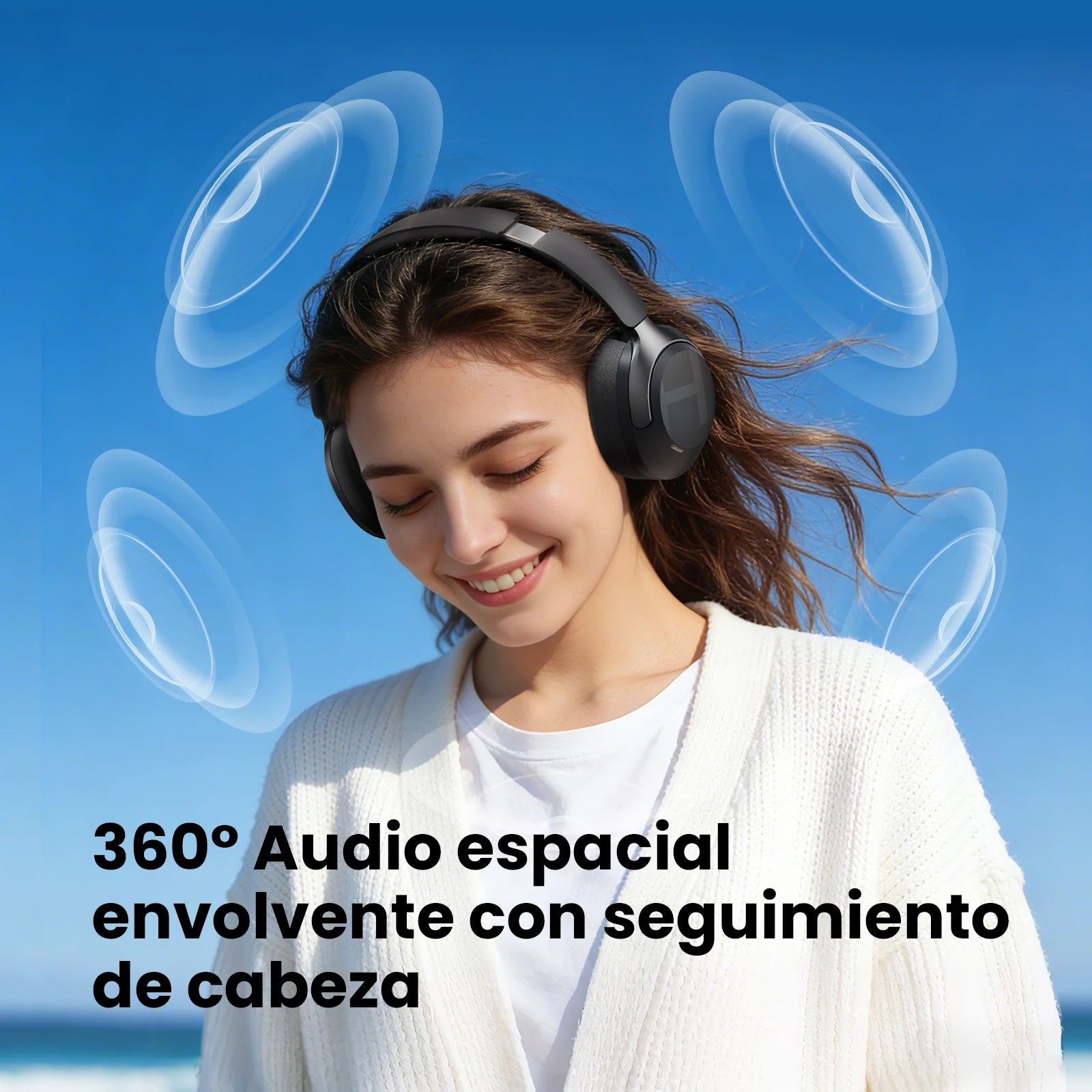 Auriculares inalámbricos HAYLOU S40 con cancelación de ruido ANC de 50 dB, audio espacial 3D de alta resolución (Hi-Res), tecnología LDAC, Bluetooth 6.0 y diseño circumaural (over-ear).