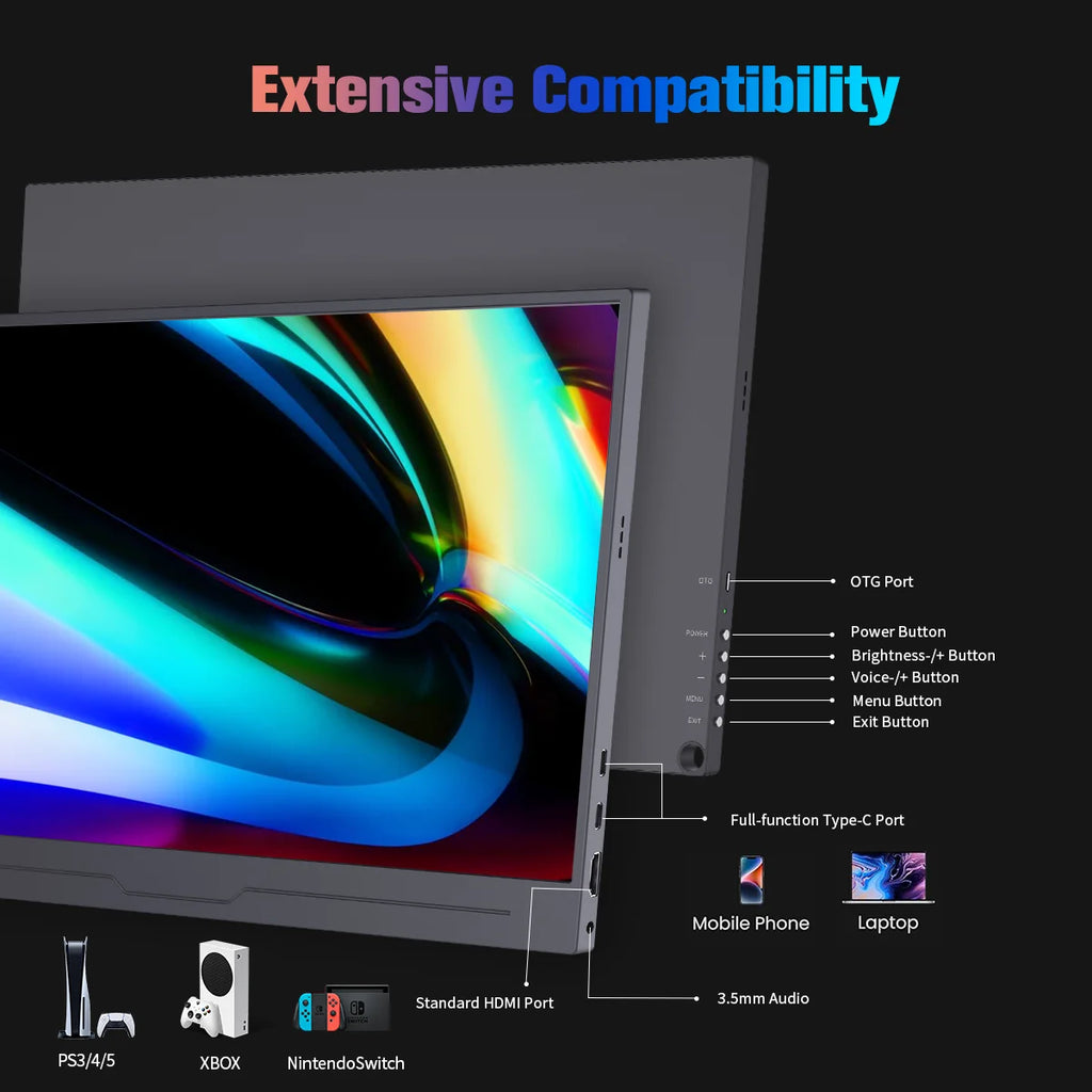 Monitor portátil para juegos 4K UHD de 15,6 pulgadas: pantalla externa para PC, PS5, PS4, Xbox, Switch, portátil, tableta y teléfono (oferta para Europa)