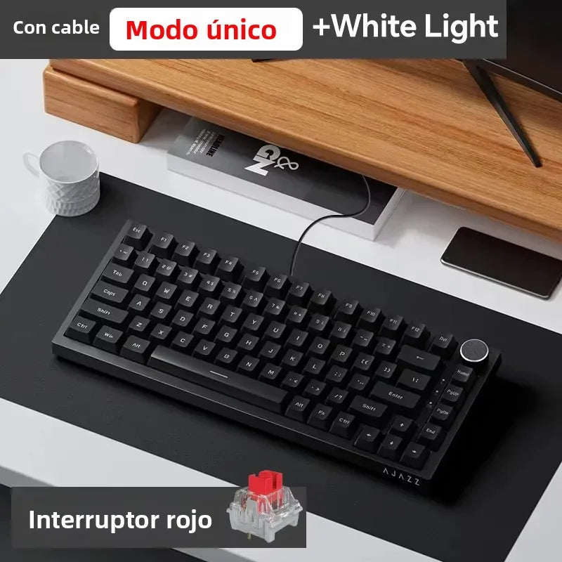 AJAZZ AK820/Pro Wireless Mechanical Keyboard Bluetooth 5.1 2.4G USB-C Wired Hot Swappable RGB Gaming Keyboard Gasket Mount with