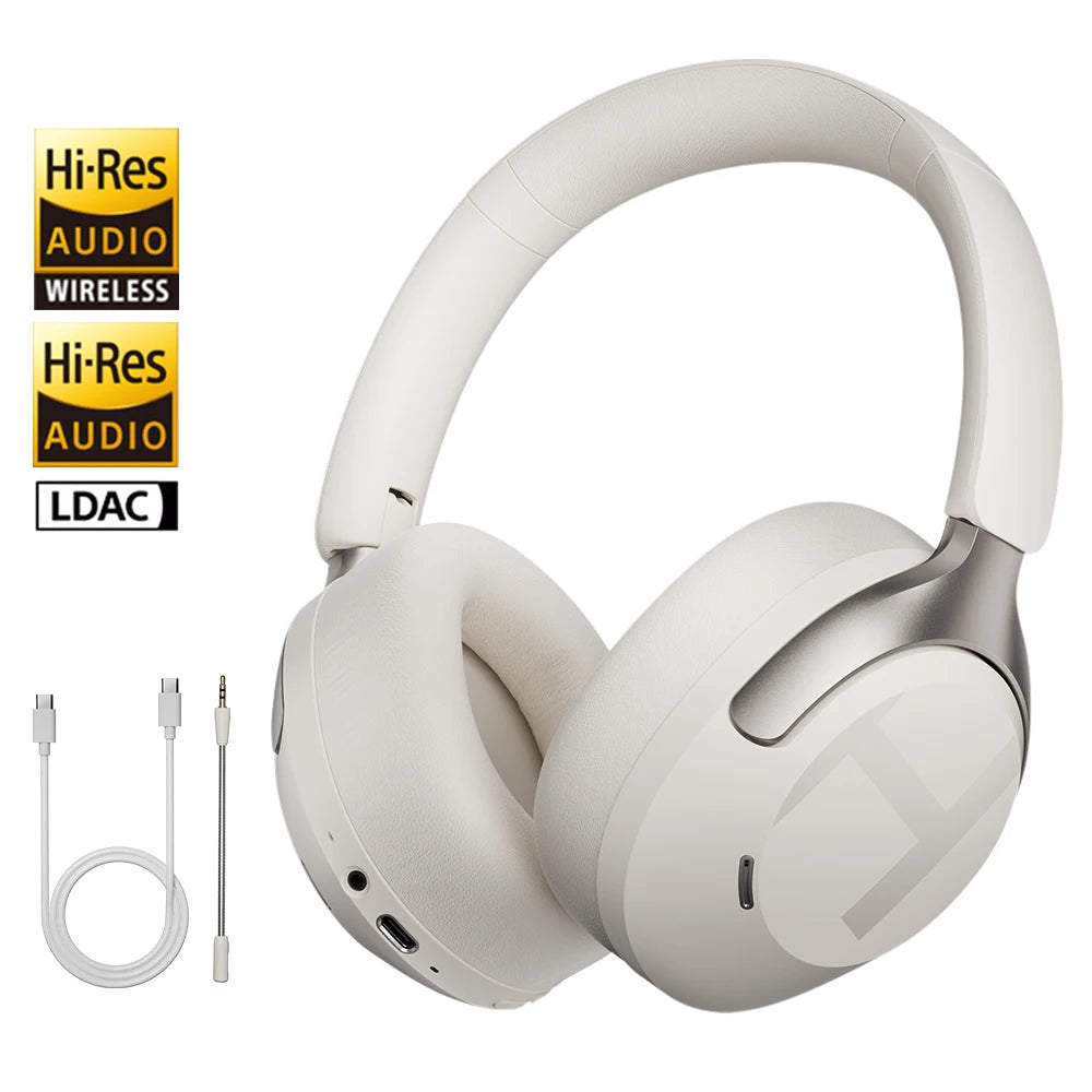 Auriculares inalámbricos HAYLOU S40 con cancelación de ruido ANC de 50 dB, audio espacial 3D de alta resolución (Hi-Res), tecnología LDAC, Bluetooth 6.0 y diseño circumaural (over-ear).