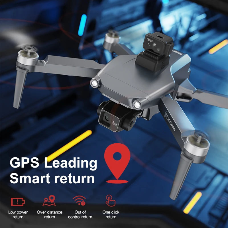 Dron profesional L600 PRO MAX con GPS, cámara dual HD 8K, estabilizador (gimbal) de 3 ejes, sistema de evitación de obstáculos, FPV, motores sin escobillas, WiFi 5G y control remoto.