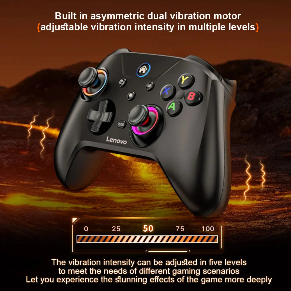 Mando inalámbrico para juegos Lenovo S02 con Bluetooth y gatillos de efecto Hall dual; compatible con Switch, PC, Android, iOS y TV.