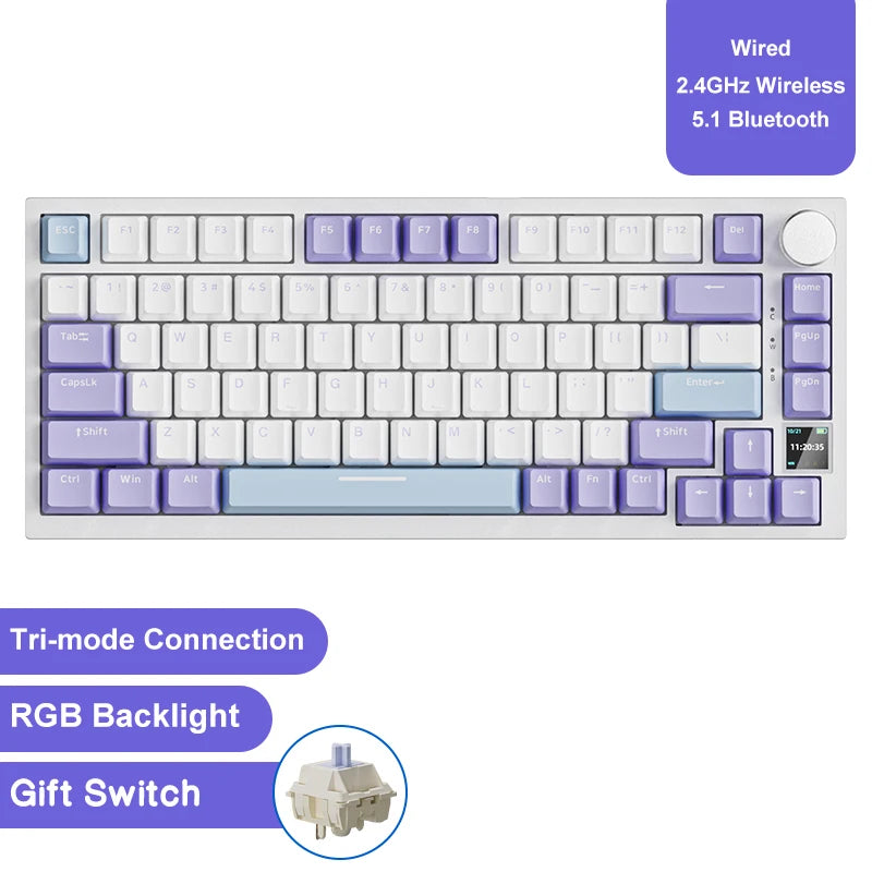 Teclado mecánico inalámbrico AJAZZ AK820/Pro Bluetooth 5.1 2.4G USB-C con cable intercambiable en caliente RGB para juegos con junta con