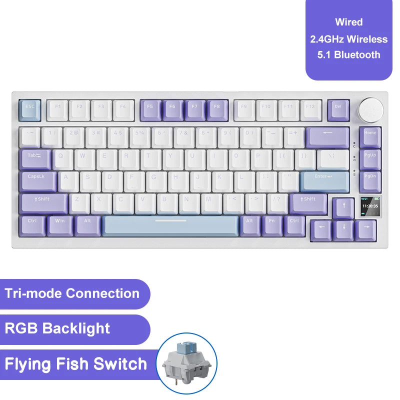Teclado mecánico inalámbrico AJAZZ AK820/Pro Bluetooth 5.1 2.4G USB-C con cable intercambiable en caliente RGB para juegos con junta con