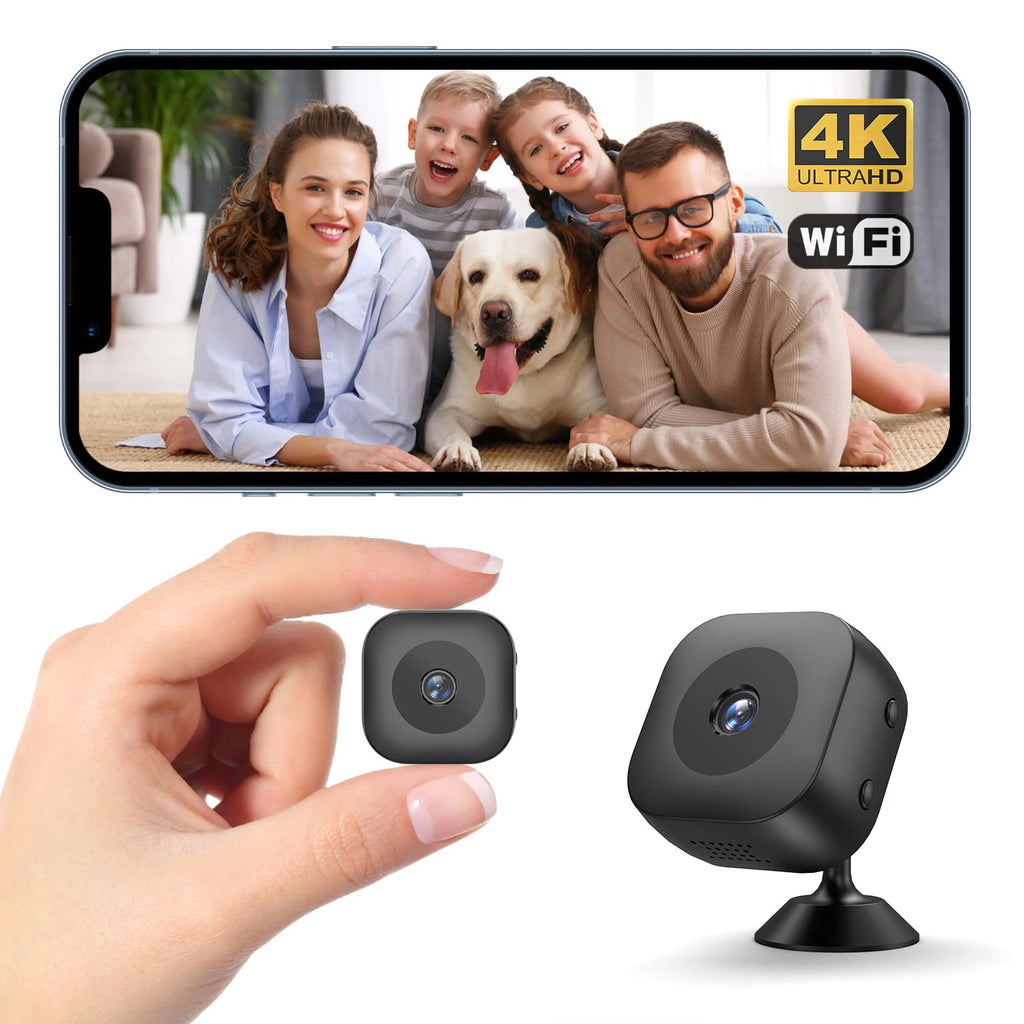 Minicámara inteligente 4K con visión nocturna a todo color, alta definición y WiFi; resistente al agua, con detección de movimiento y monitoreo de seguridad para el hogar.