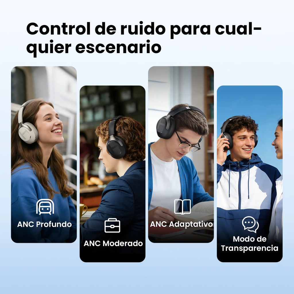 Auriculares inalámbricos HAYLOU S40 con cancelación de ruido ANC de 50 dB, audio espacial 3D de alta resolución (Hi-Res), tecnología LDAC, Bluetooth 6.0 y diseño circumaural (over-ear).