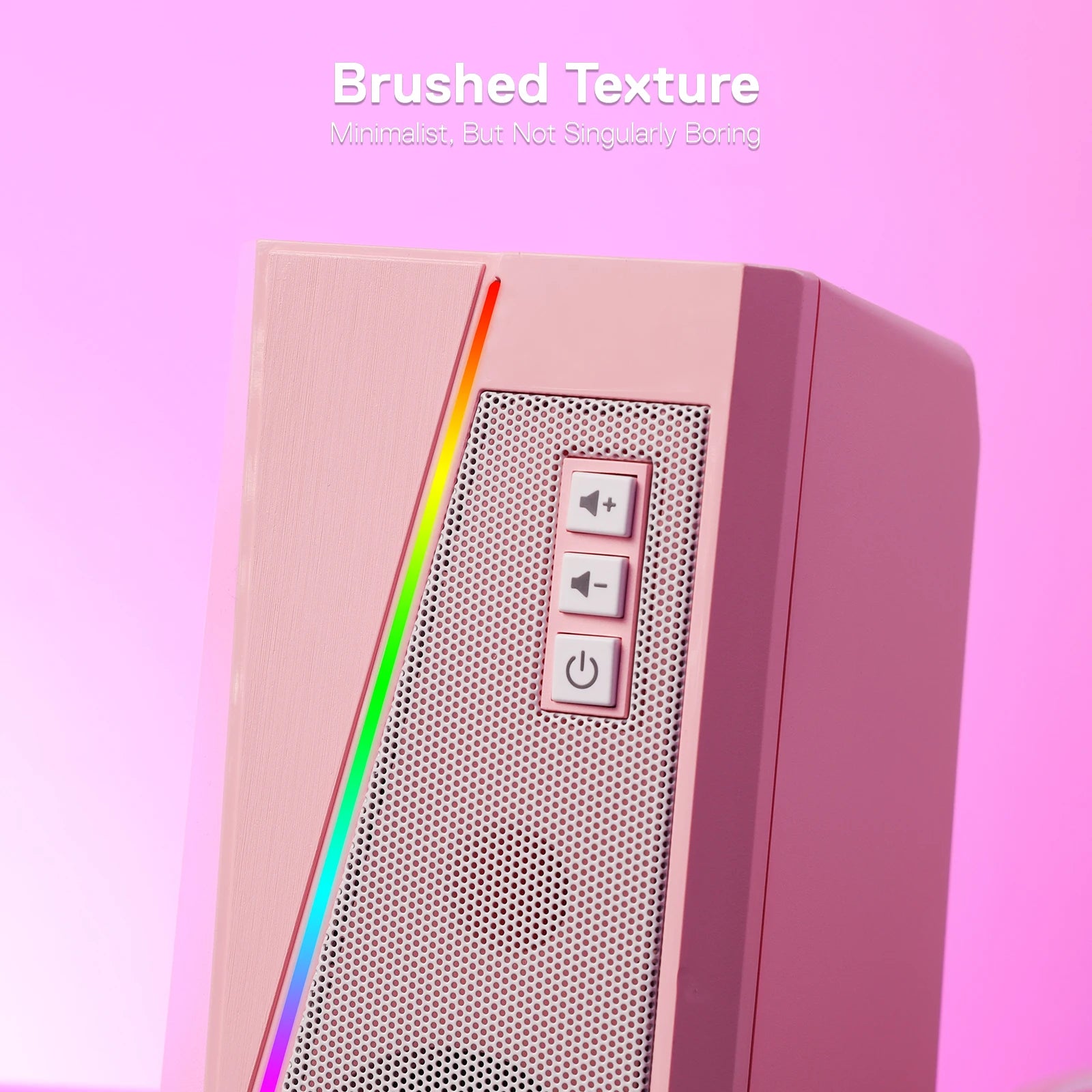 Altavoces de escritorio Redragon GS520 RGB, sistema estéreo 2.0 para PC con 6 modos de iluminación LED colorida y sonido mejorado, color blanco/rosa.
