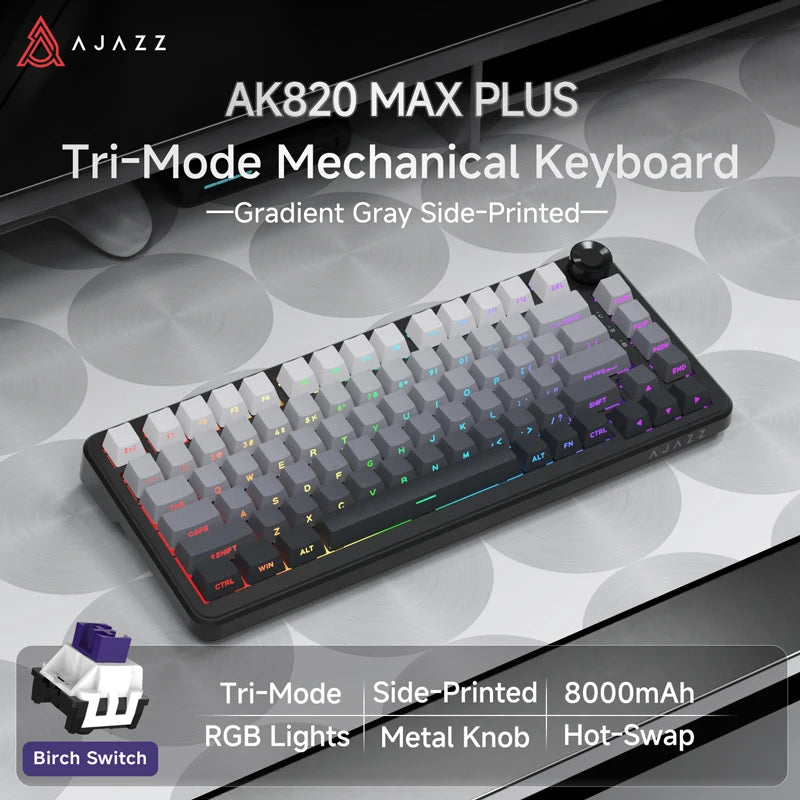 Teclado mecánico inalámbrico AJAZZ AK820/Pro Bluetooth 5.1 2.4G USB-C con cable intercambiable en caliente RGB para juegos con junta con